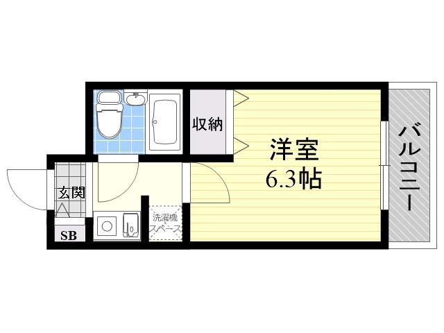 ダイドーメゾン園田2(1K/3階)の間取り写真