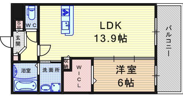 ルーナ・クレシェンテTOMATSU(1LDK/1階)の間取り写真
