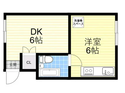 ラフォーレ塚口(1DK/2階)の間取り写真
