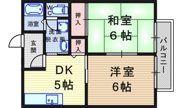 サニ-ハイツ塚口本町(2DK/2階)の間取り写真