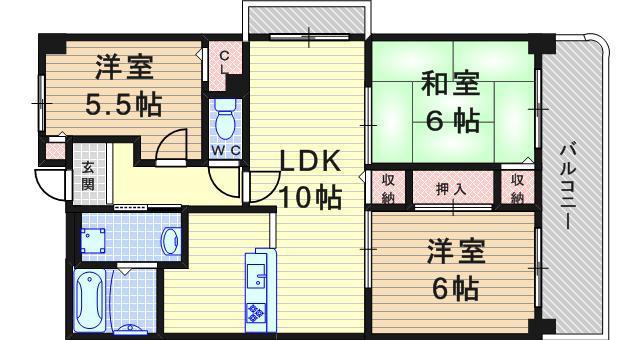 ピノカーサ塚口(3LDK/3階)の間取り写真