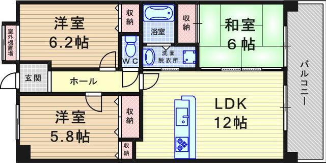 エンゼルハイツ東塚口(3LDK/7階)の間取り写真