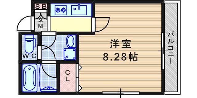 ARCTERACE塚口(1K/2階)の間取り写真