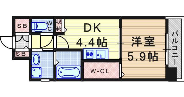 有恒五番館(1DK/2階)の間取り写真