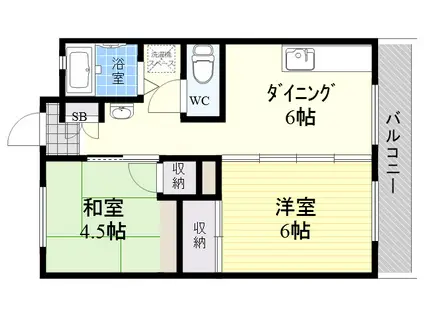 ビレッジハウス南清水タワー(2DK/2階)の間取り写真