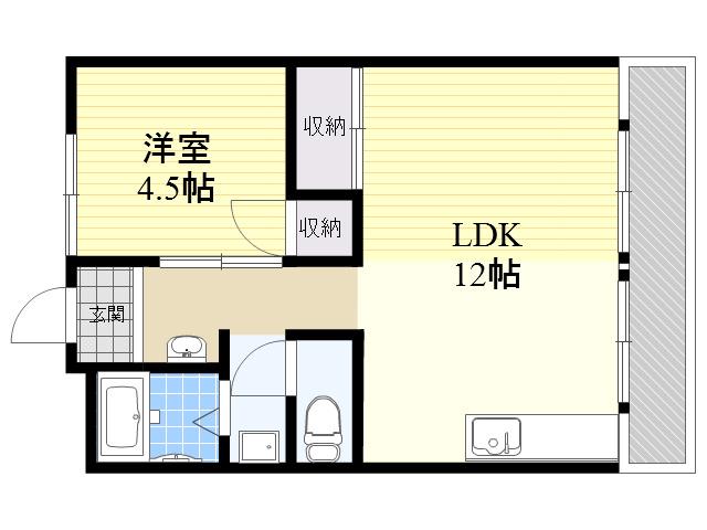 ビレッジハウス南清水タワー(1LDK/3階)の間取り写真