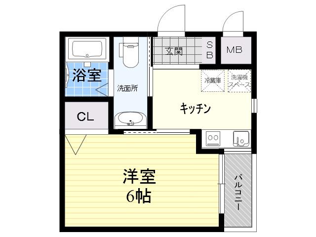 TST稲野駅前(1K/3階)の間取り写真