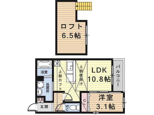 ロータス(1LDK/2階)の間取り写真