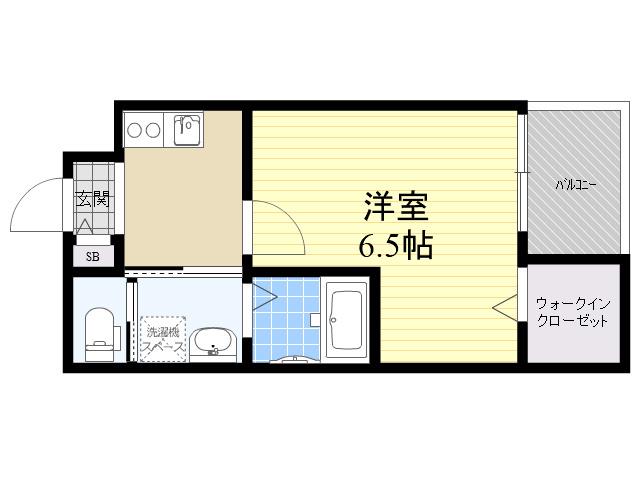 ワコーレヴィータ南塚口(1K/1階)の間取り写真