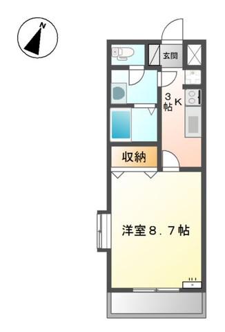 BLANC(1K/2階)の間取り写真