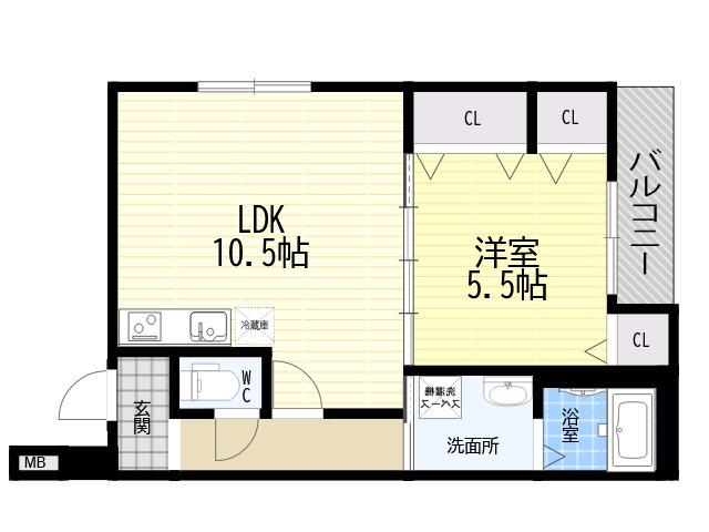 フジパレス東園田イースト(1LDK/1階)の間取り写真
