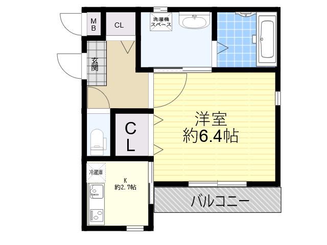 CROUD武庫之荘(1K/2階)の間取り写真