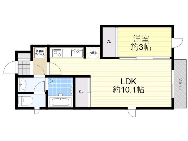 TRINITY DUO 塚口12(1LDK/1階)の間取り写真