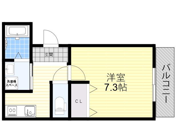 フジパレス尼崎ガーデン3番館(1K/1階)の間取り写真