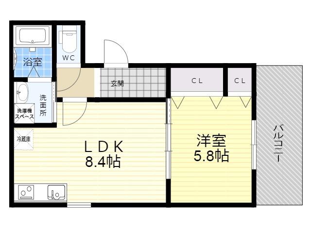 フジパレス尼崎ガーデン5番館(1LDK/3階)の間取り写真