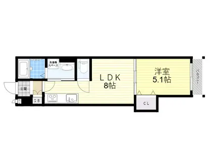 クリエオーレ神田中通1(1LDK/3階)の間取り写真