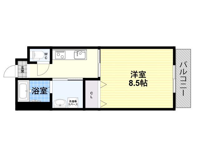 メゾンWO東園田(1K/1階)の間取り写真