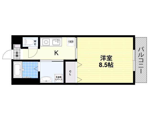 メゾンWO東園田(1K/2階)の間取り写真