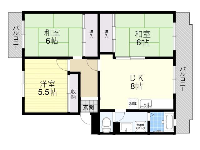 パストラル菅原Ⅱ(3DK/3階)の間取り写真
