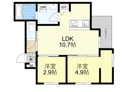 レガリスト西宮(2LDK/2階)の間取り写真