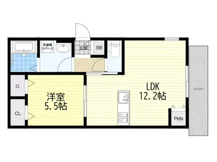 西宮市田代町ヘーベルメゾン(1LDK/1階)の間取り写真