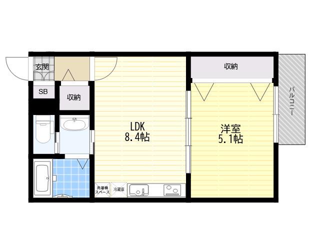 CASA立花(1LDK/1階)の間取り写真