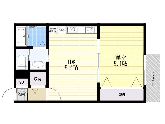 CASA立花(1LDK/3階)の間取り写真