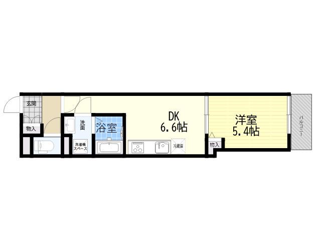 クレアール塚口Ⅰ(1DK/2階)の間取り写真
