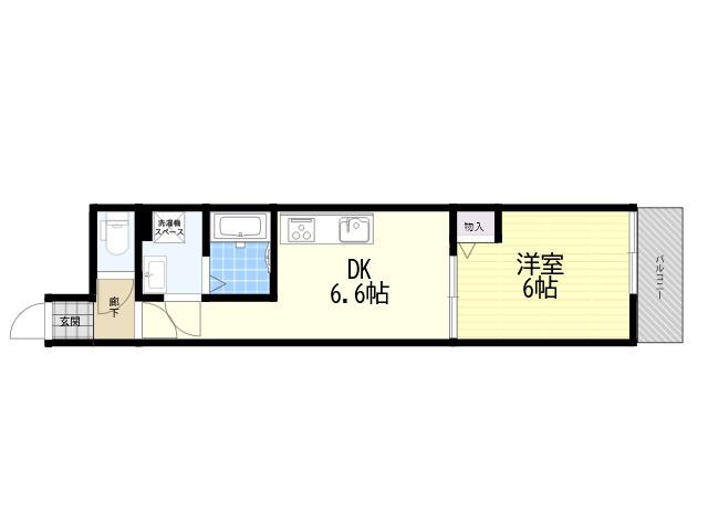 クレアール塚口Ⅰ(1DK/3階)の間取り写真
