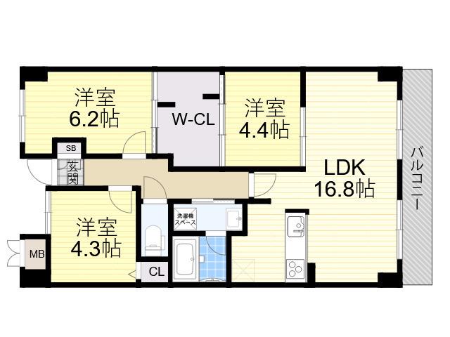 インプルーブ緑地公園(3LDK/7階)の間取り写真
