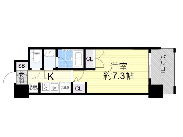 パークフラッツ江坂(1K/3階)の間取り写真