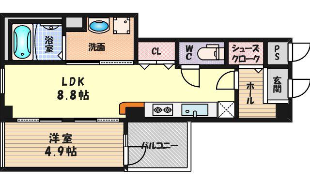 レジデンス高科(1LDK/2階)の間取り写真