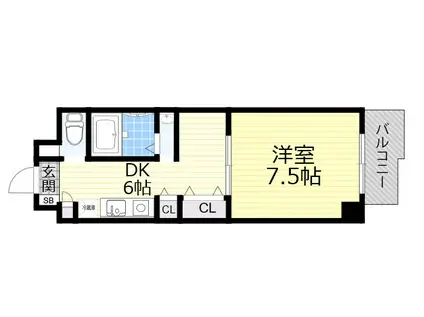 ホームポート朝日(1DK/1階)の間取り写真