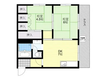 サンハイツ江坂(2DK/1階)の間取り写真