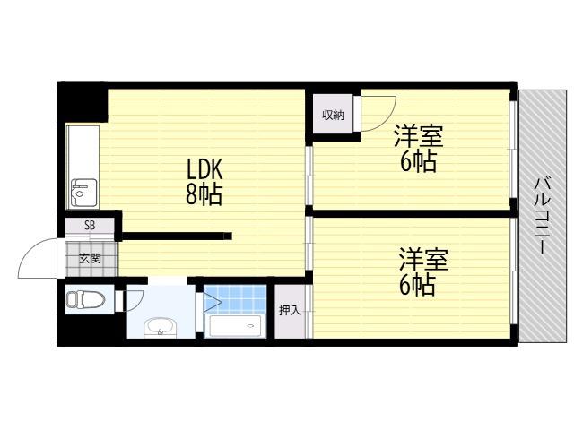 第2田中マンション(3DK/2階)の間取り写真