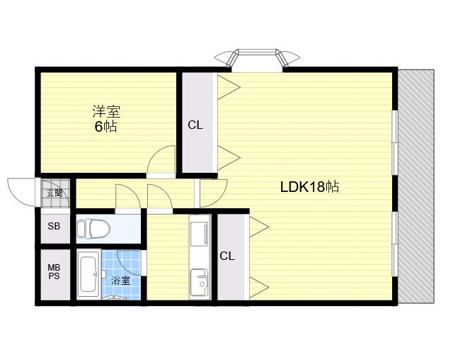 デイアコート下山田(1LDK/2階)の間取り写真
