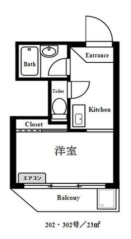 クレストコート(ワンルーム/3階)の間取り写真
