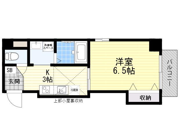 ドミール関大前(1K/3階)の間取り写真