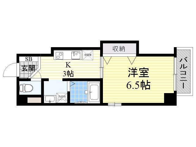 ドミール関大前(1K/1階)の間取り写真