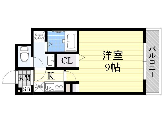北大阪急行電鉄 緑地公園駅 徒歩5分 4階建 築22年(1K/3階)の間取り写真