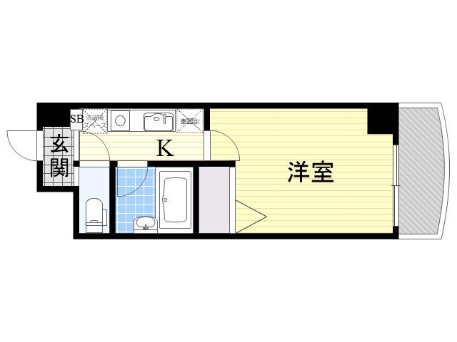 ノルデンハイム東三国2(1K/4階)の間取り写真