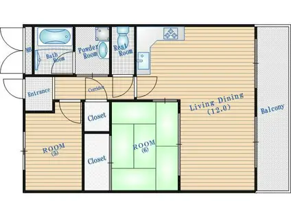 エクセレント都1(2LDK/3階)の間取り写真