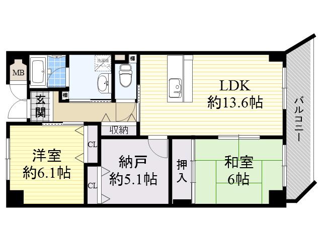 グレンエデン北谷(2SLDK/1階)の間取り写真