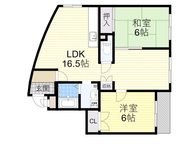 第20千里ハイツ(2LDK/1階)の間取り写真