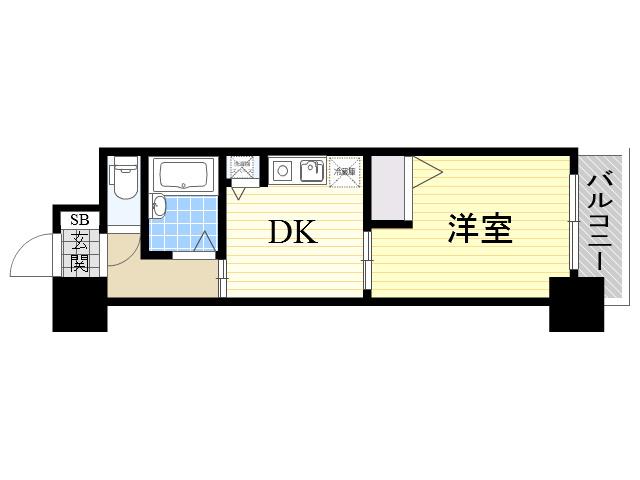ノルデンハイム東三国(1DK/2階)の間取り写真