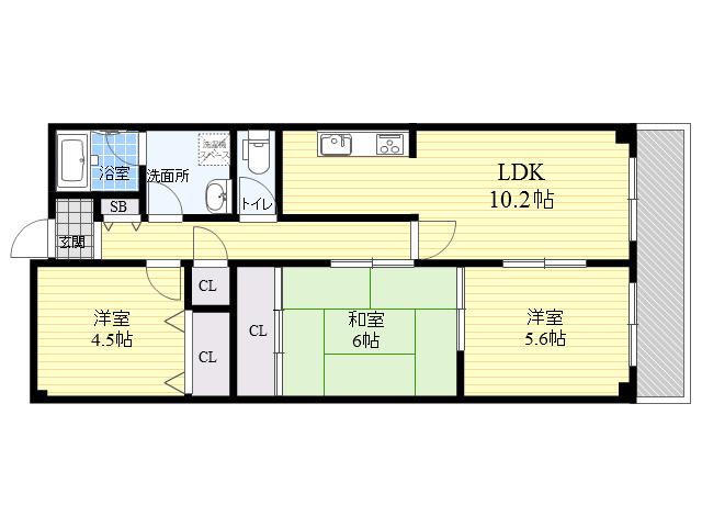 ワールド・シズ(3LDK/3階)の間取り写真