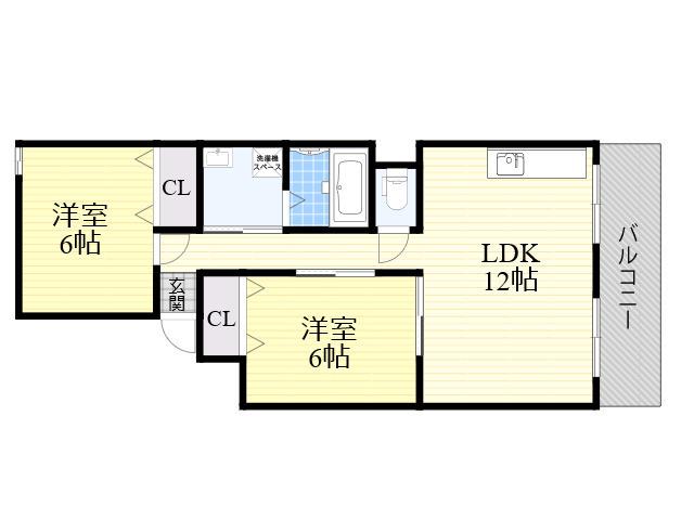 第一マンション寺直(2LDK/6階)の間取り写真