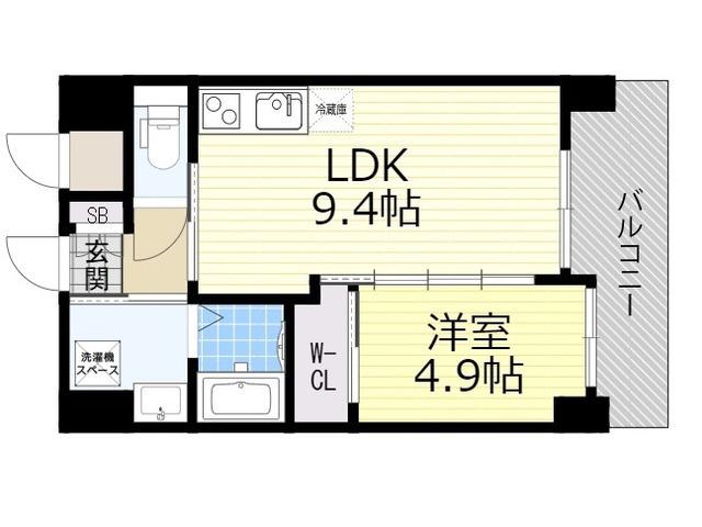 ノルデンハイム江坂Ⅱ(1LDK/2階)の間取り写真