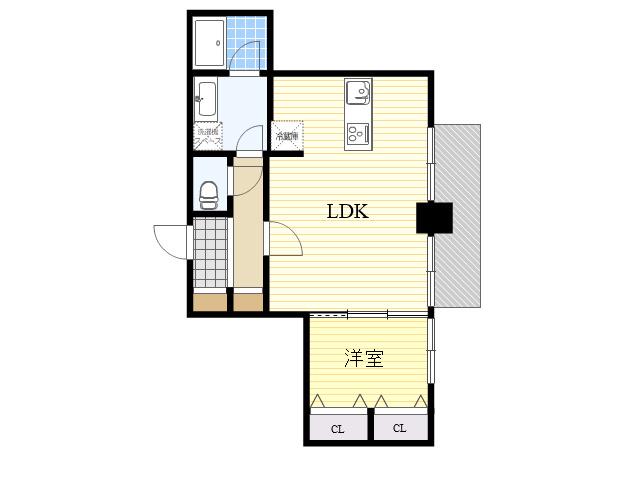 アスール江坂3RD(1LDK/15階)の間取り写真