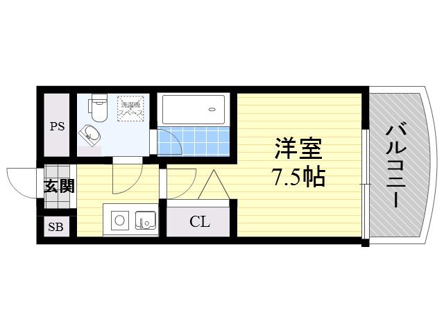 アスール江坂3RD(1K/5階)の間取り写真